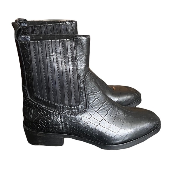 Vintage Foundry Main Croc Embossed Leather Boots Size 6 NWT - Picture 1 of 9